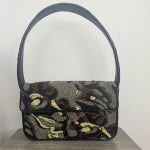 Staud Tommy Beaded Bag Khaki